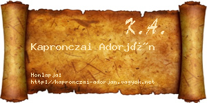 Kapronczai Adorján névjegykártya