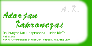 adorjan kapronczai business card